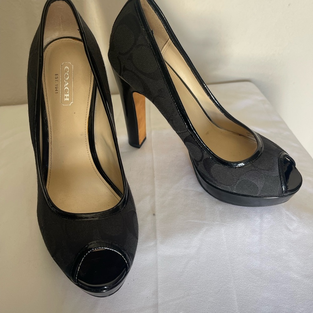 Coach Platform Peep Toe Pump (chunky heel)